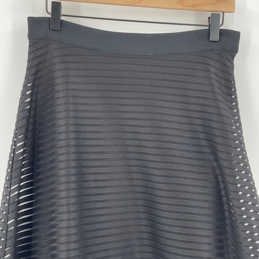 & Other Stories Black Sheer Stripe A Line Midi Skirt Cocktail Party US 6 - Picture 5 of 11